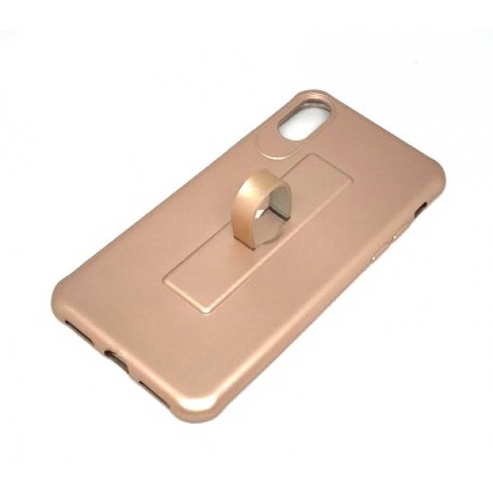 Silicone Case Motomo With Finger Ring For Apple Iphone X (5.5 ) Pink Gold